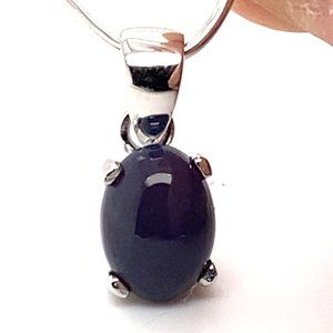 Blue Opal 2.52ct Platinum Solid Silver Pendant